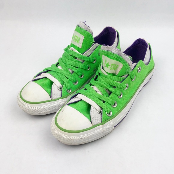 CONVERSE Neon Green Double Tongue Unisex Sneakers - Picture 2 of 12